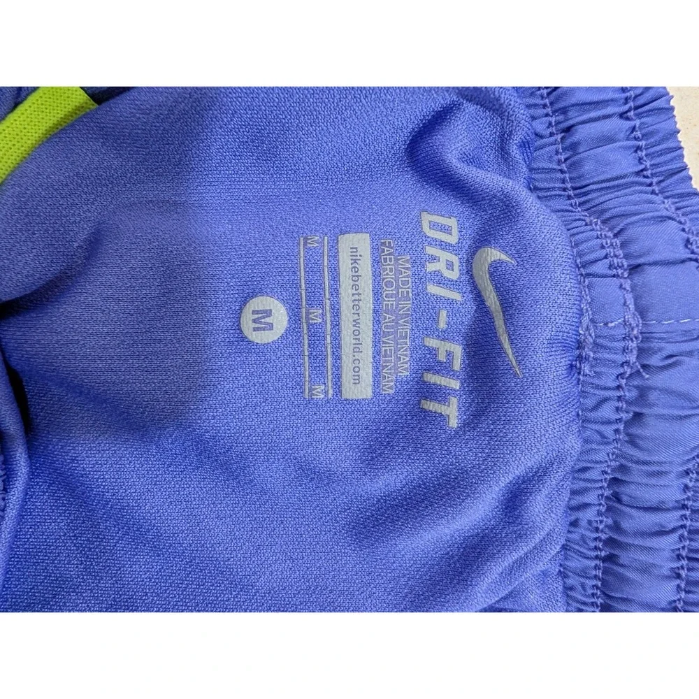 Nike Dri-FIT Tempo Running Shorts Purple Blue Neon Yellow Womens Medium - Picture 6 of 7